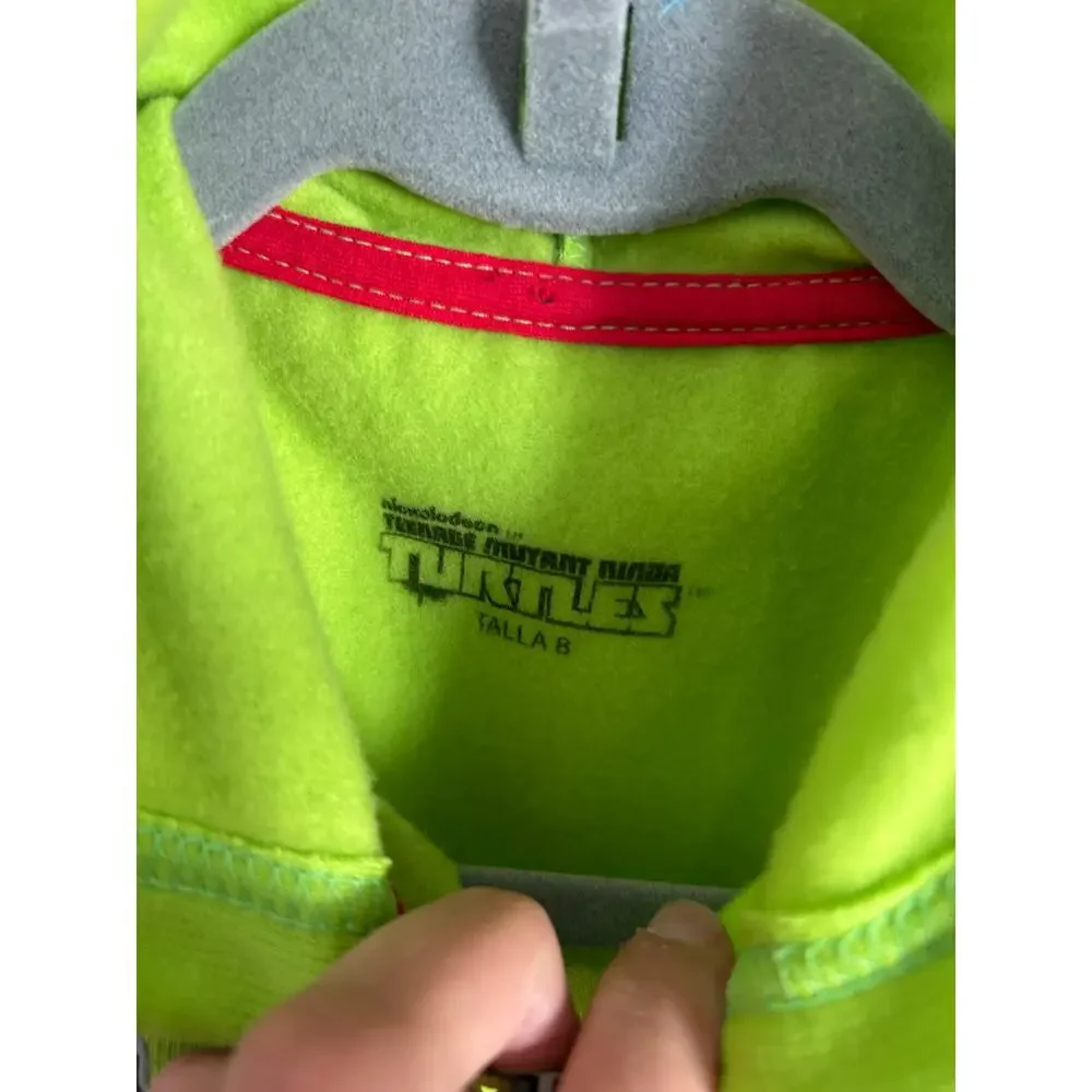 Nickelodeon TMNT Green Graphic Kid's Full Zip Hooded Sweater Vest Size 8